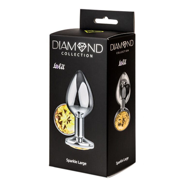 Butt plug,L, yellow sparkle diamond