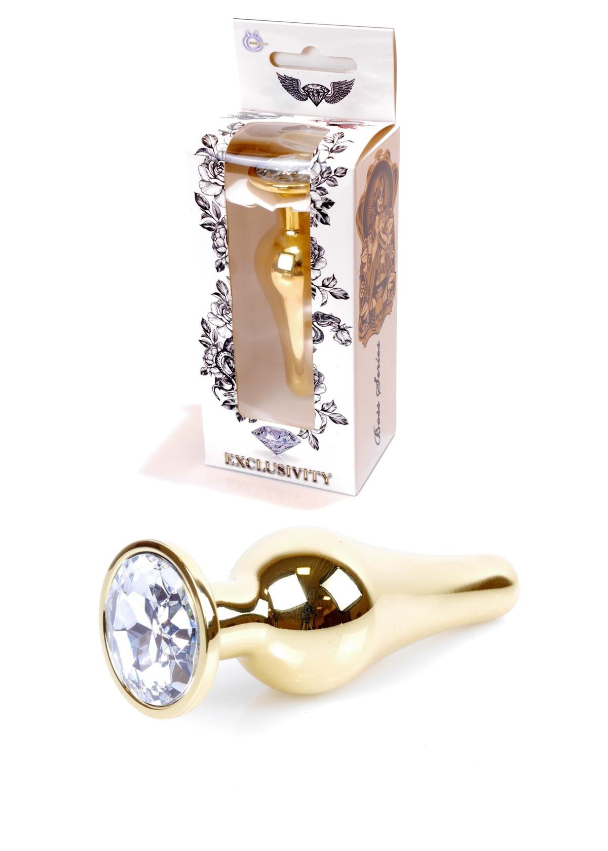 Butt plug,nehrđajući čelik,M,gold butt plug clear