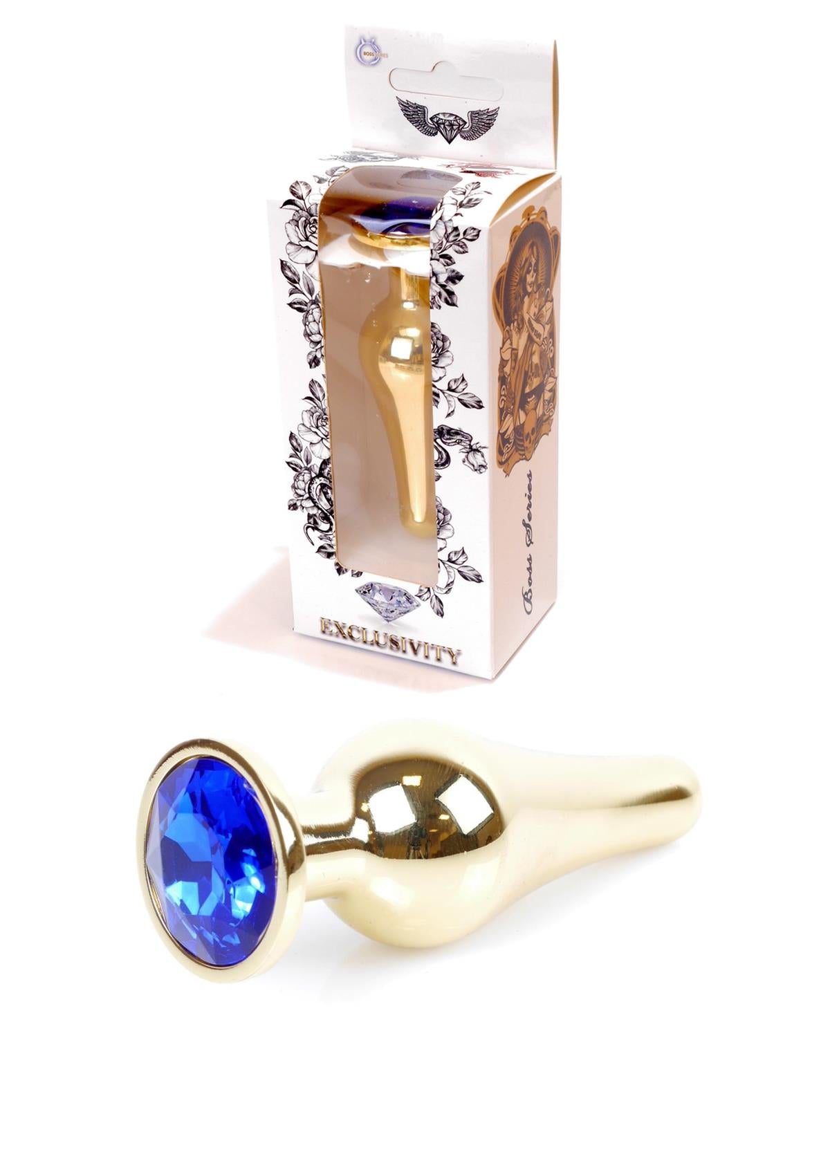 Butt plug,nehrđajući čelik,M, gold butt plug dark blue