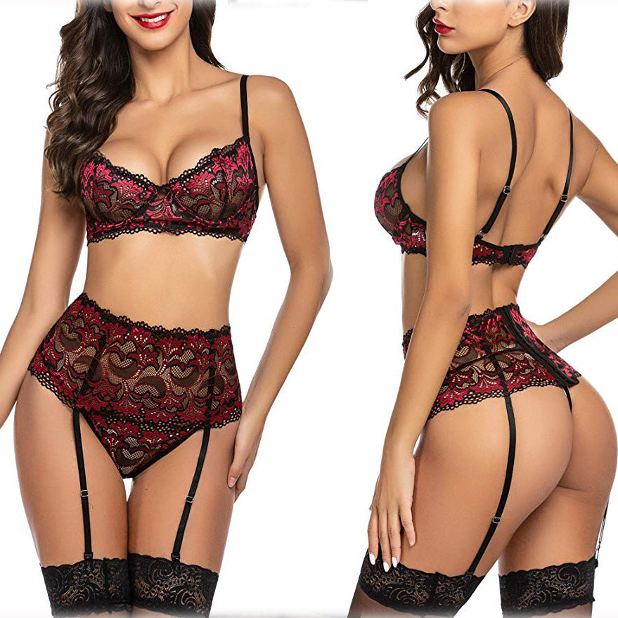 Sensuelle 3 Piece Underwear Set red/black ,S