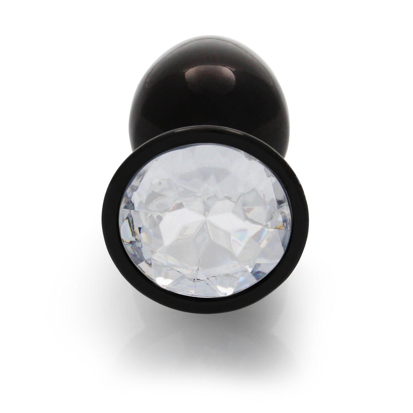 Round Gem Butt Plug - Medium - Gunmetal / Diamond