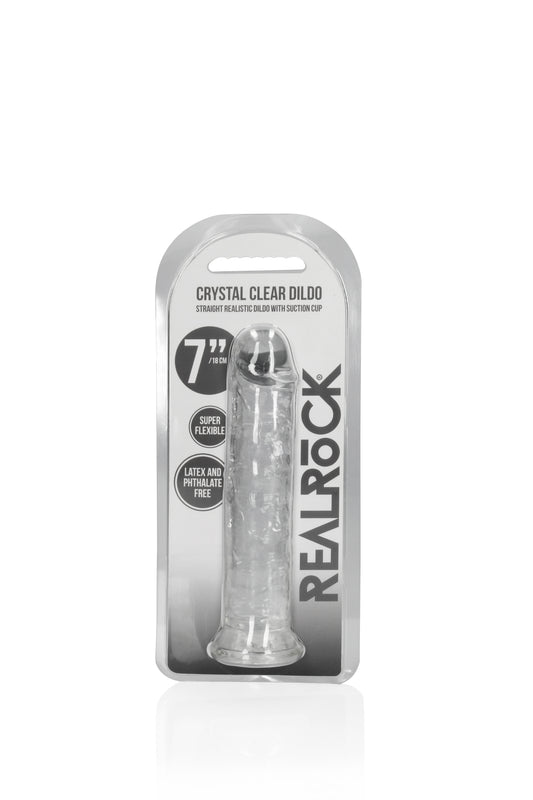 Straight Realistic Dildo Suction Cup - 7'' / 18 - Tra