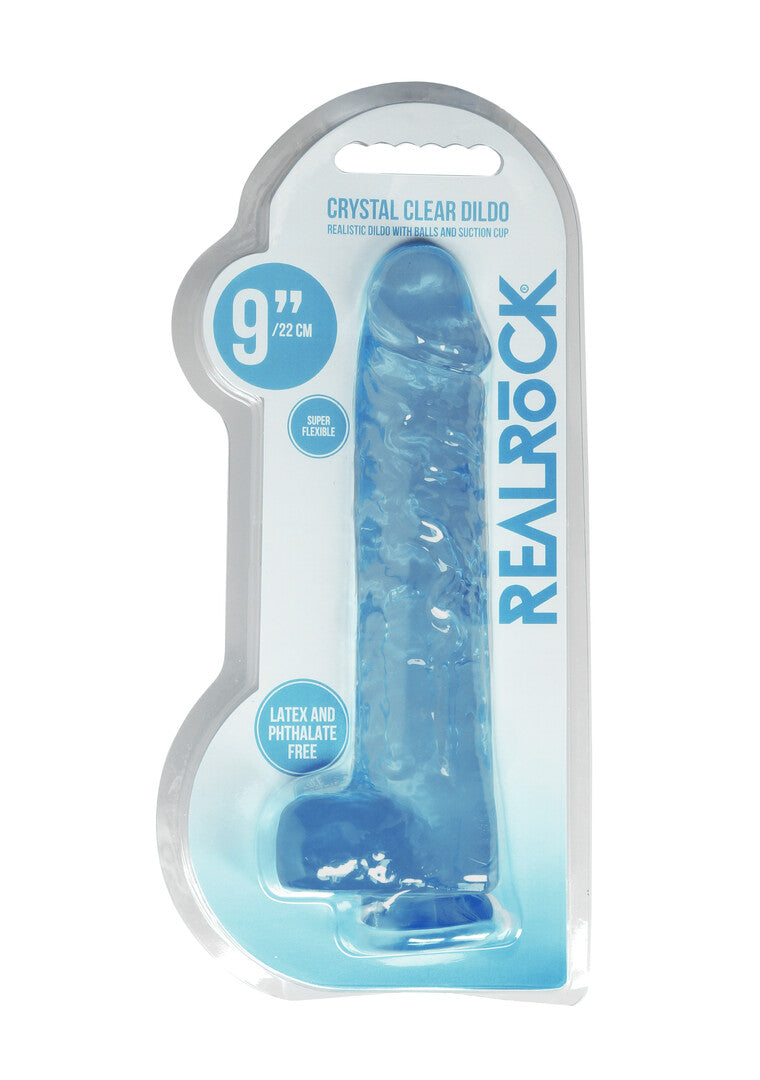 Crystal clear dildo 25 cm plavi