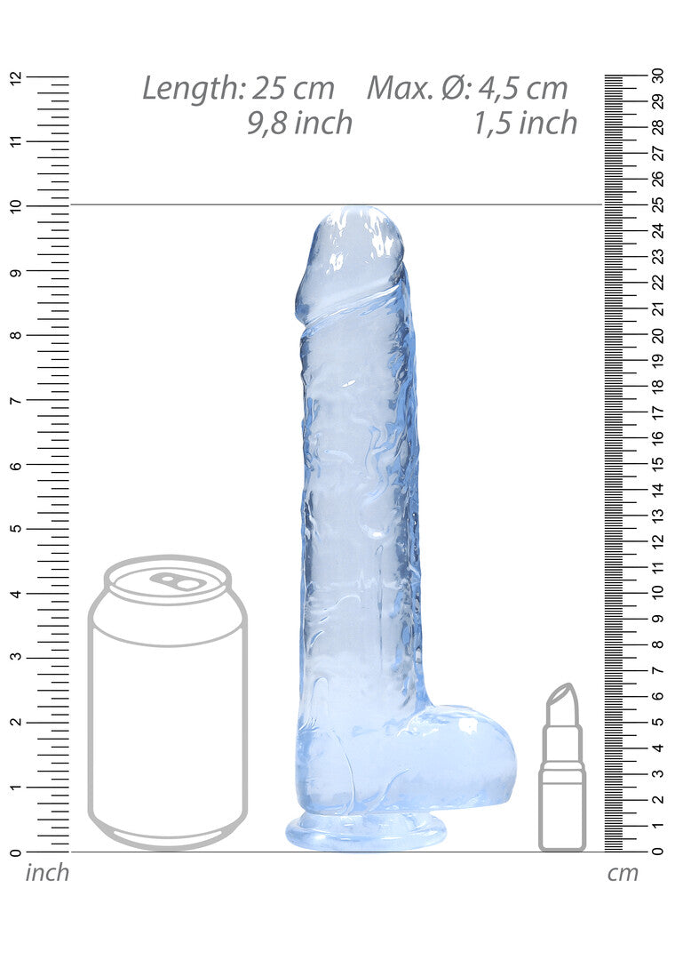 Crystal clear dildo 25 cm plavi