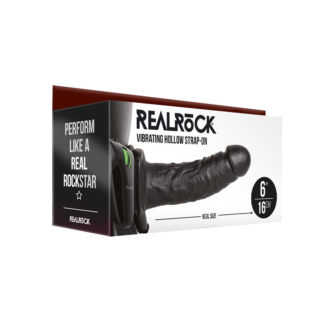 Realrock vibrating hollow strap on 16 cm