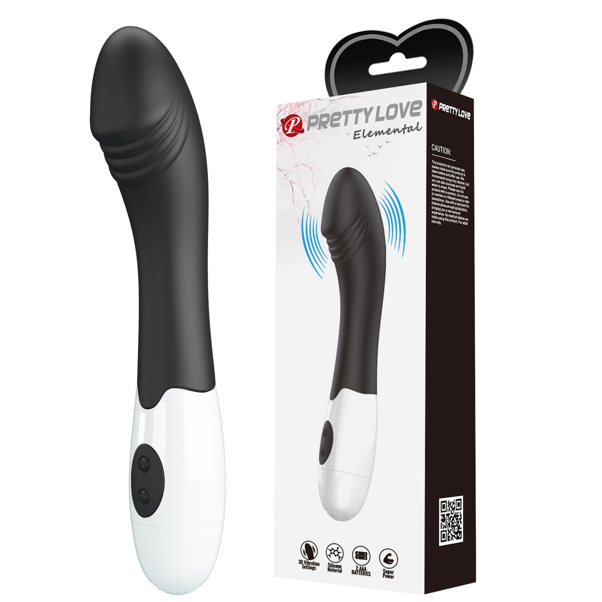 Elemental black vibrator,30 vibracija