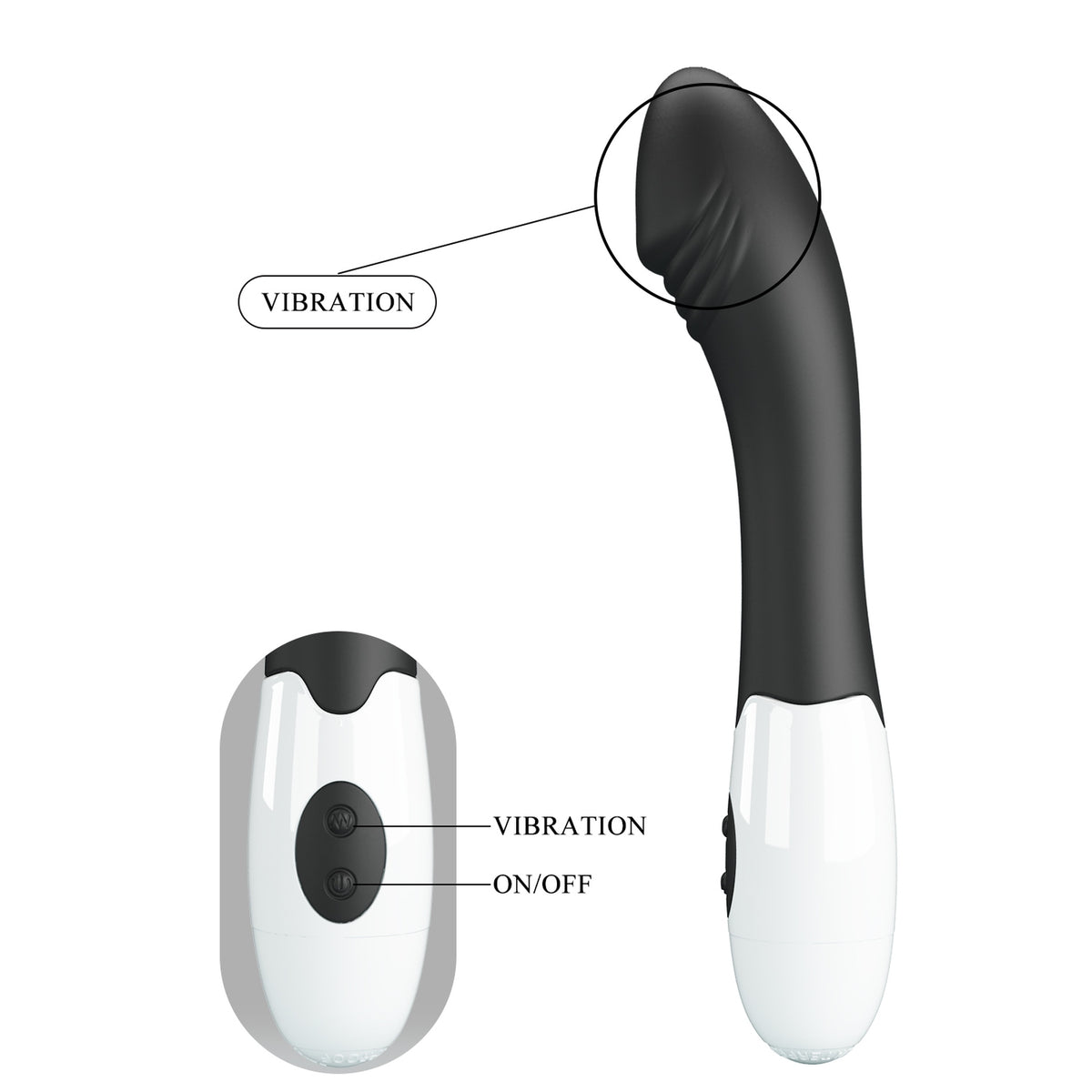 Elemental black vibrator,30 vibracija