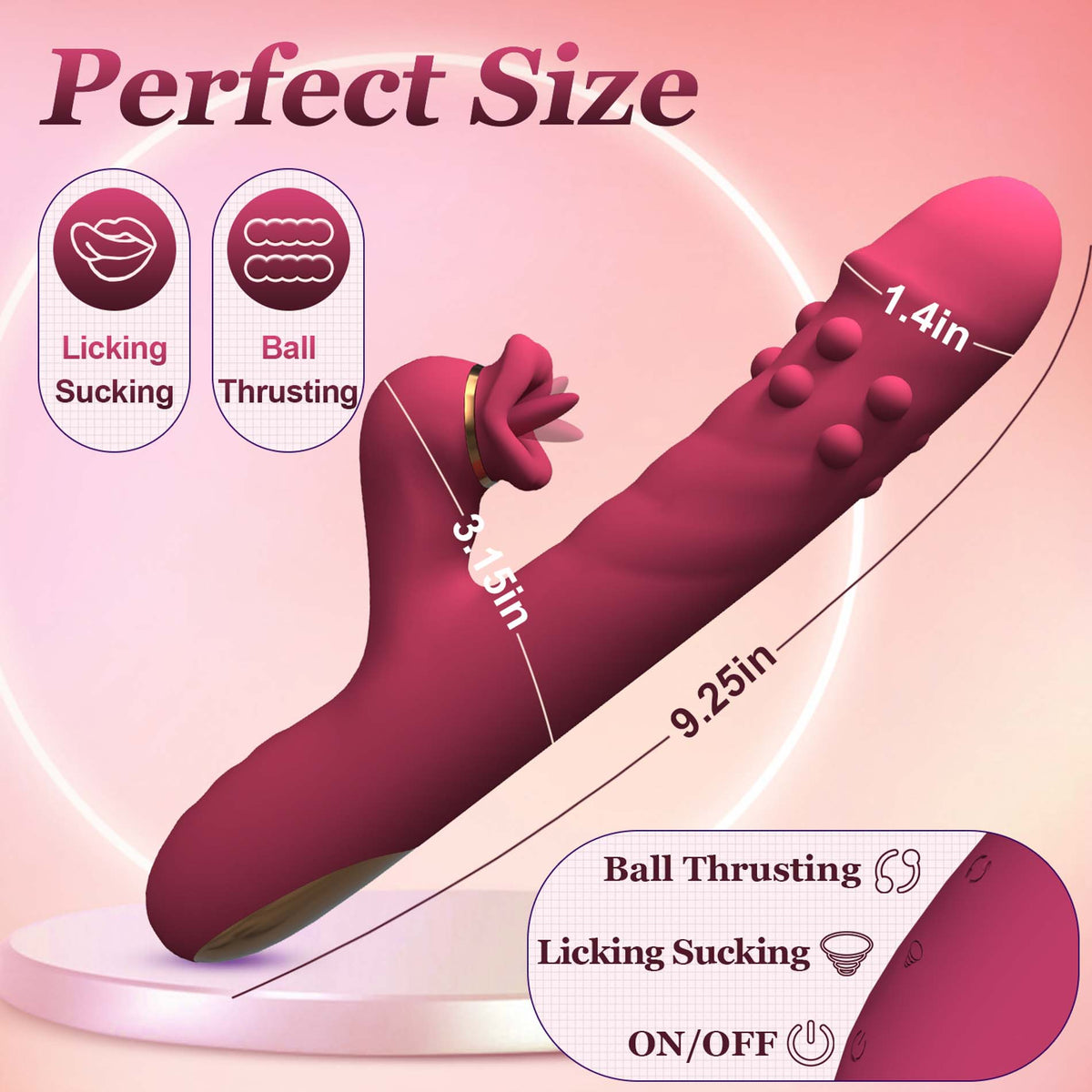 Silikonski vibrator - 7 funkcija rotacije i 7 funkcija lizanja